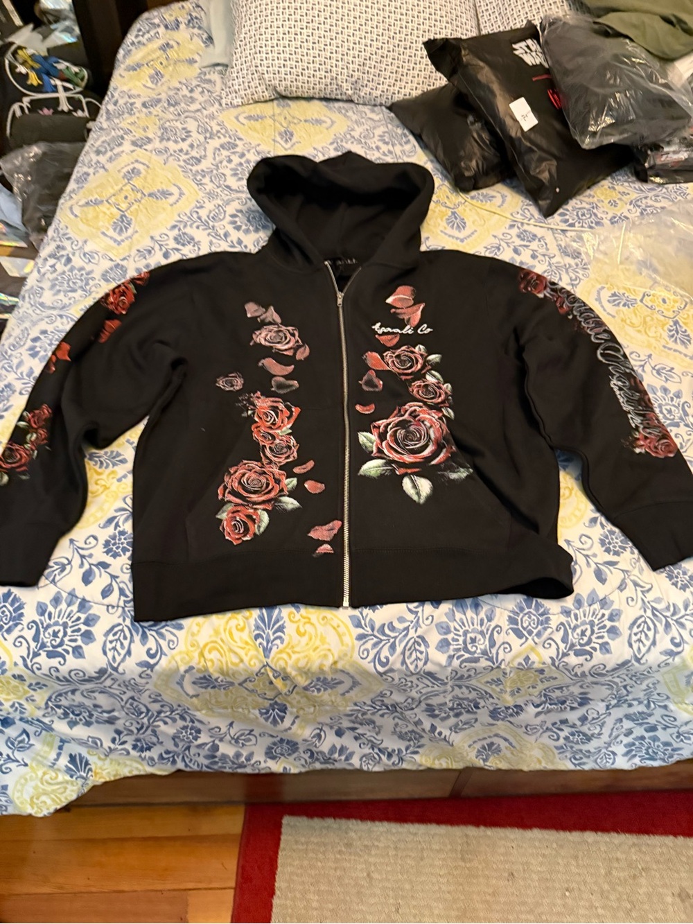 ASAALI NY Exclusive Black Full-Zip Hoodie with Subtle Logo size L